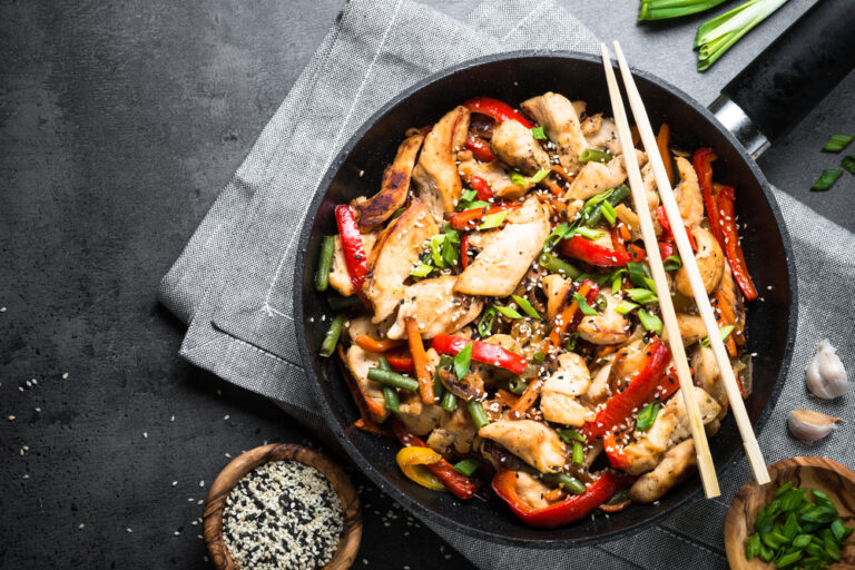 Chicken,Stir,Fry,With,Vegetables,Soy,Sause,And,Sesame,In