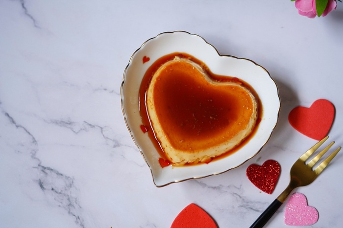 crème brûlée en forme de coeur