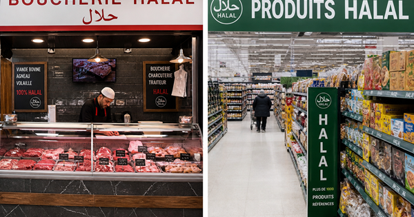 devanture de boucherie et supermarché halal